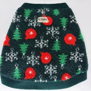 🎄 Old Navy Dog Christmas Sweater Sz L Chenille Knit 🐾
